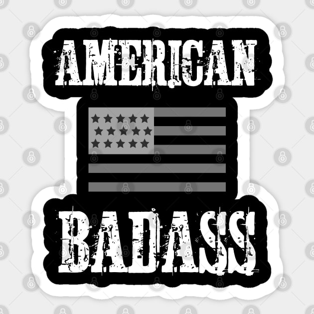 American Badass Flag Shirt Sticker by jutulen